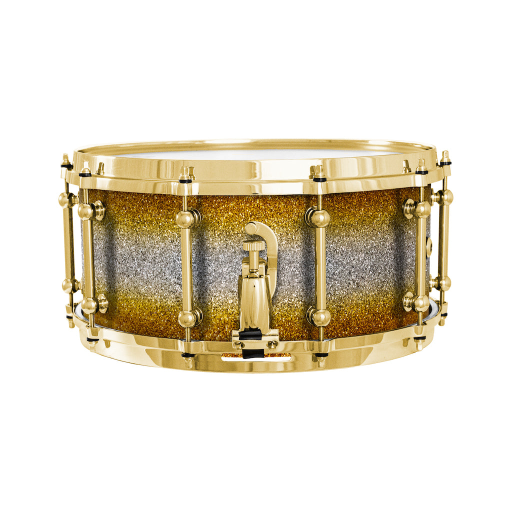 Chaos Elite Custom 14x6.5 Walnut Re-Ring Snare Drum - Gold & Silver Sparkle