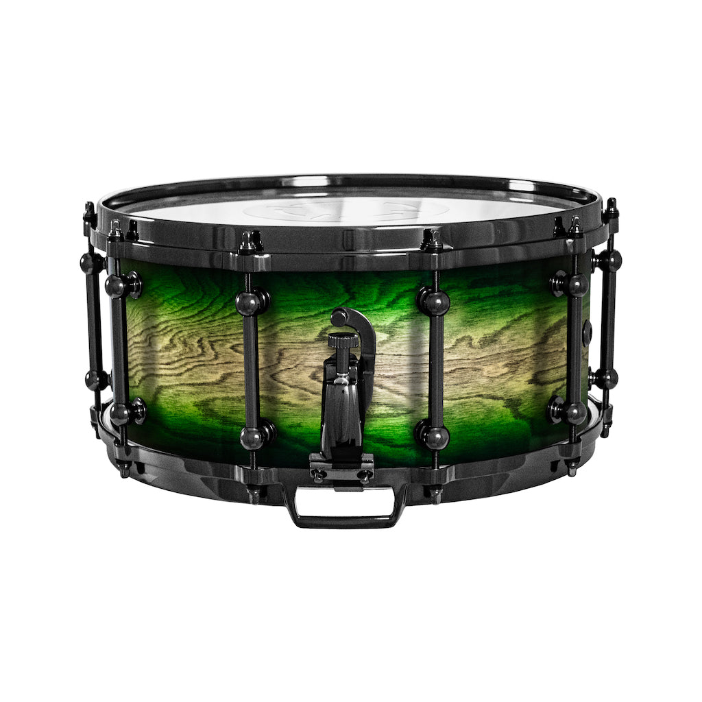 Chaos Elite Custom 14x6.5 Snare Drum Birch & Bubinga - Green Natural Burst