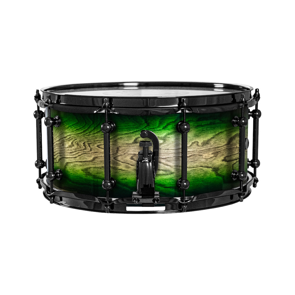 Chaos Elite Custom 14x6.5 Snare Drum Birch & Bubinga - Green Natural Burst