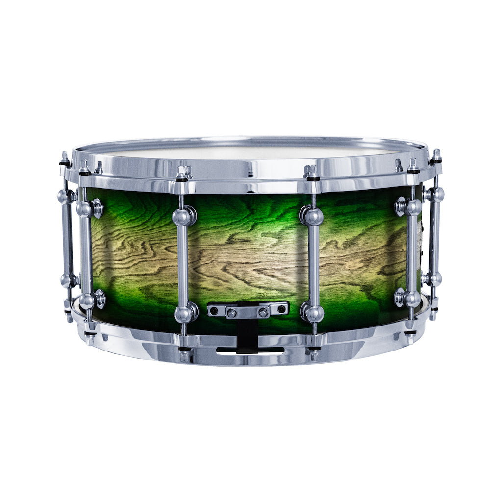 Chaos Elite Custom 14x6.5 Snare Drum Birch & Bubinga - Green Natural Burst
