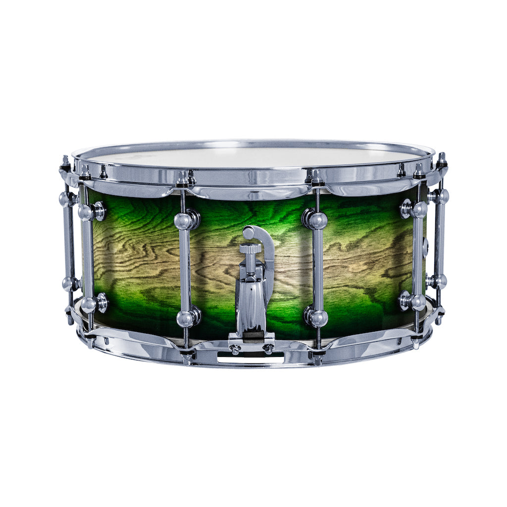 Chaos Elite Custom 14x6.5 Snare Drum Birch & Bubinga - Green Natural Burst