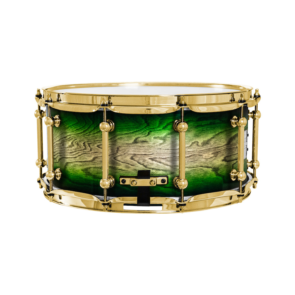 Chaos Elite Custom 14x6.5 Snare Drum Birch & Bubinga - Green Natural Burst