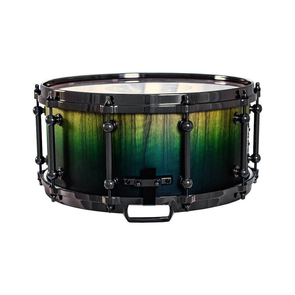 Chaos Elite Custom 14x6.5 Snare Drum Black Limba - Green Fade