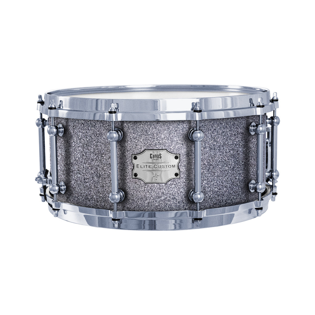 Chaos Elite Custom 14x6.5 Walnut Re-Ring Snare Drum - Silver Sparkle