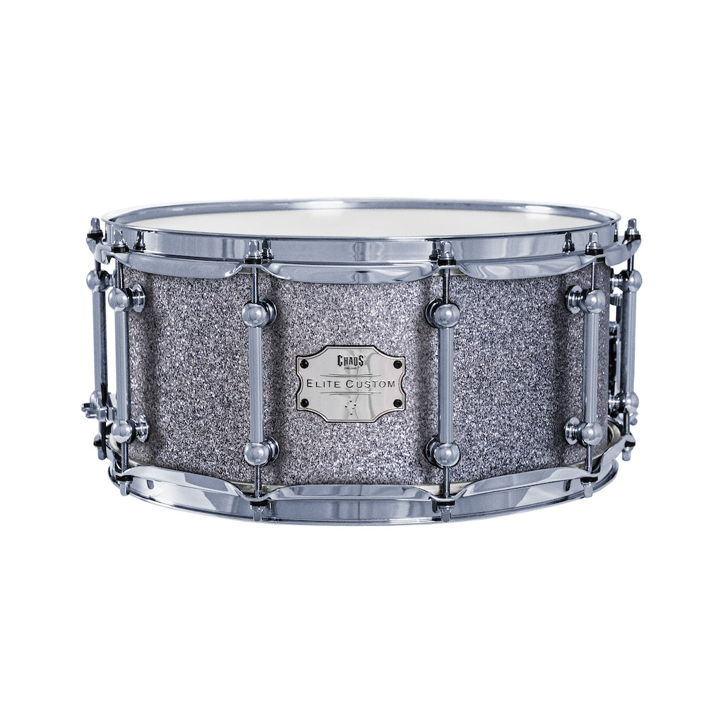 Chaos Elite Custom 14x6.5 Walnut Re-Ring Snare Drum - Silver Sparkle