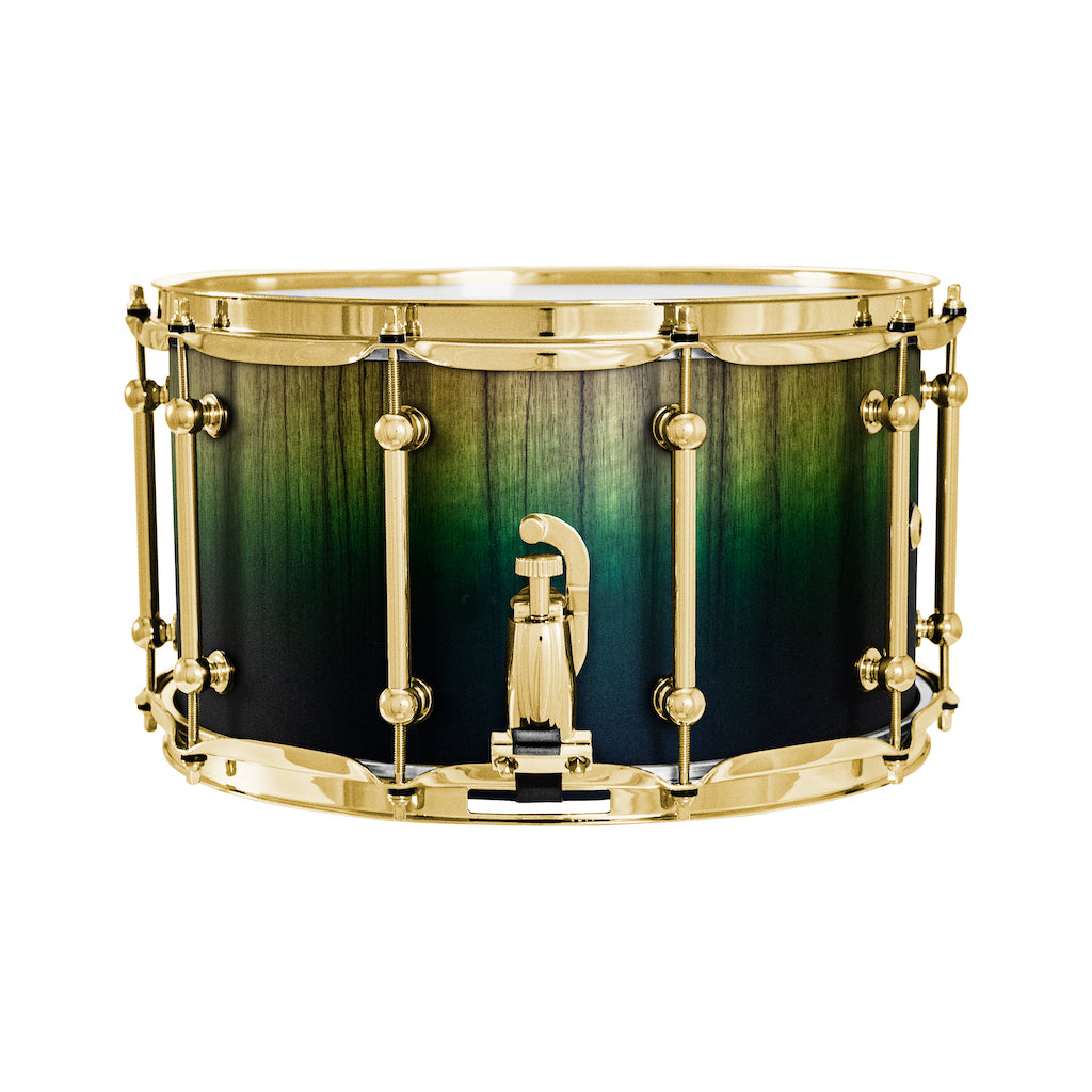 Chaos Elite Custom 14x8 Snare Drum Black Limba - Green Fade