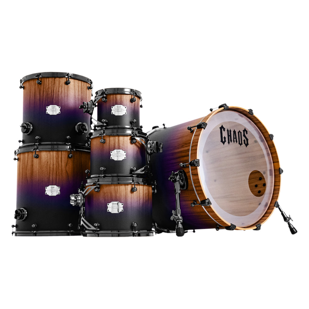Chaos Elite Custom Drum Kit Maple & Black Limba - Purple Fade