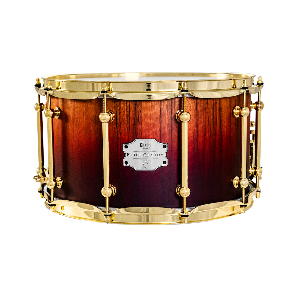 Chaos Elite Custom 14x8 Snare Drum Black Limba - Red Fade