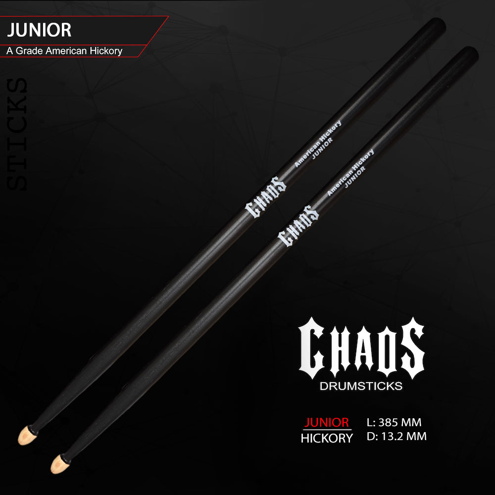 Chaos Junior Drum Sticks - Black