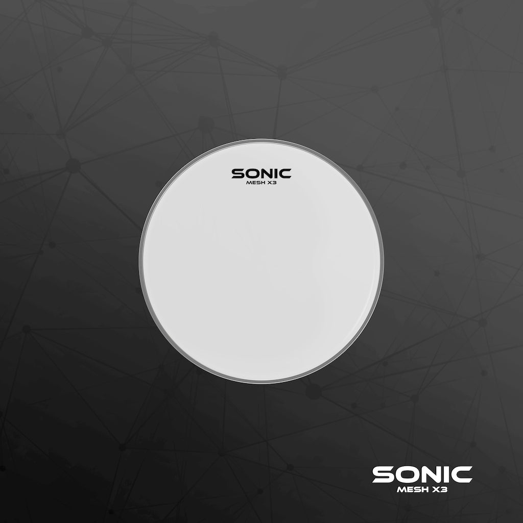 Sonic X3 Mesh Bass Drum Head Triple Ply White 24"