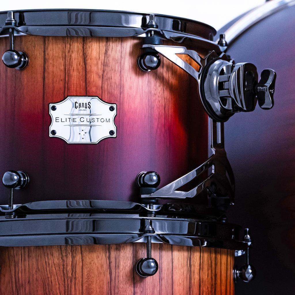 Chaos Elite Custom Drum Kit Maple & Black Limba - Red Fade
