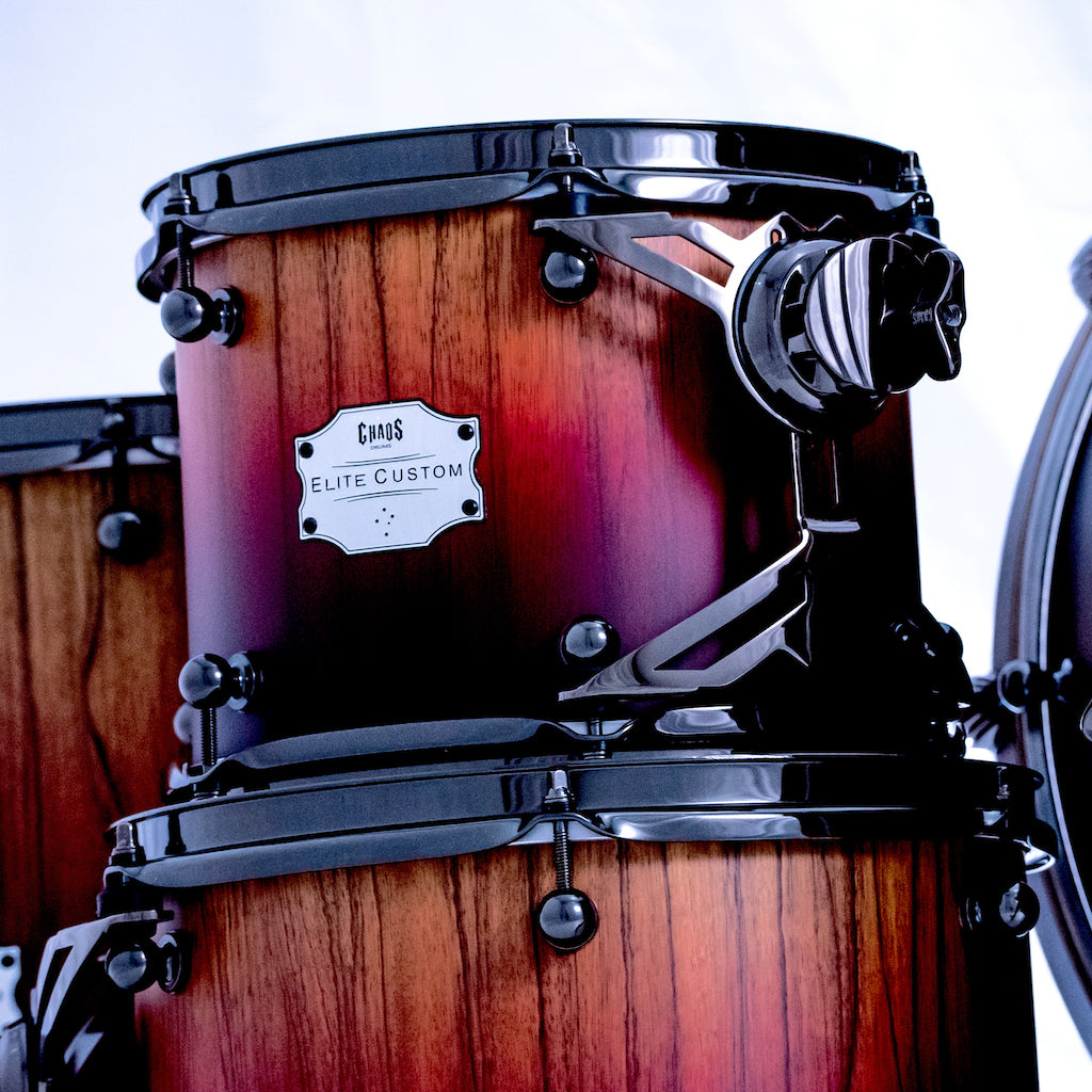Chaos Elite Custom Drum Kit Maple & Black Limba - Red Fade