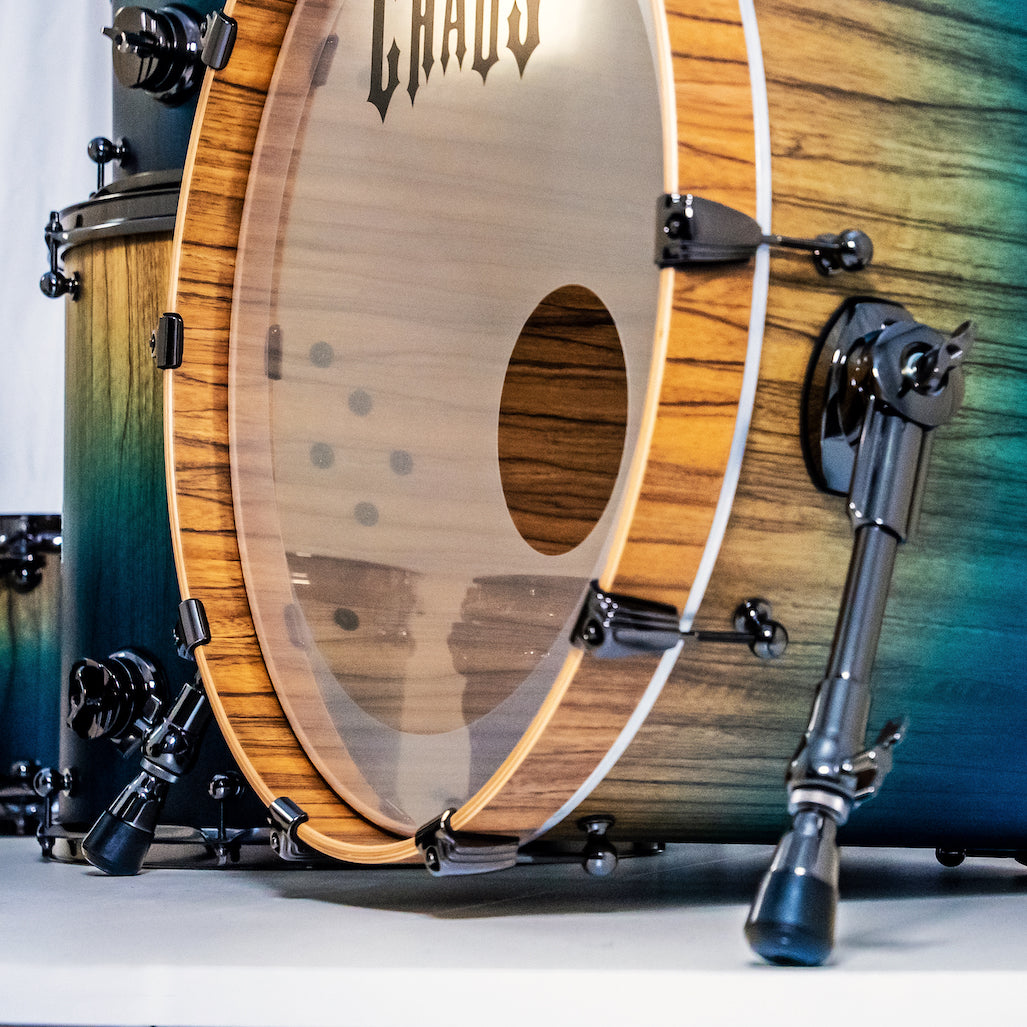Chaos Elite Custom Drum Kit Maple & Black Limba - Blue Fade