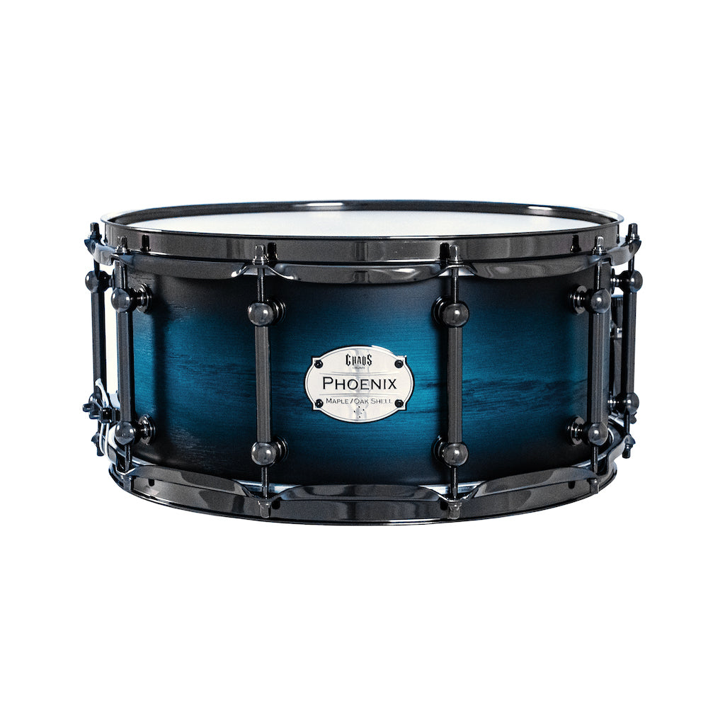 Chaos Phoenix II 14x6.5 Maple & Oak Snare Drum - Blue Burst