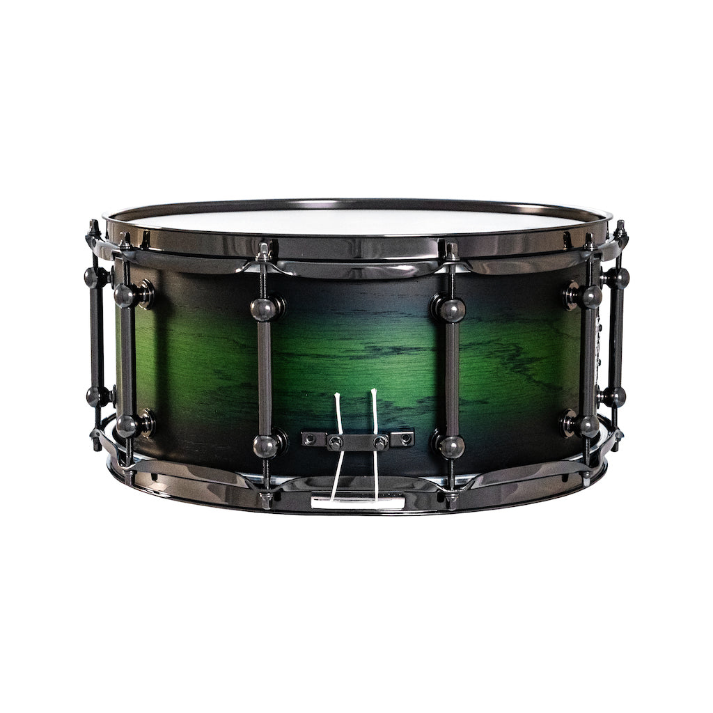 Chaos Phoenix II 14x6.5 Maple & Oak Snare Drum - Green Burst