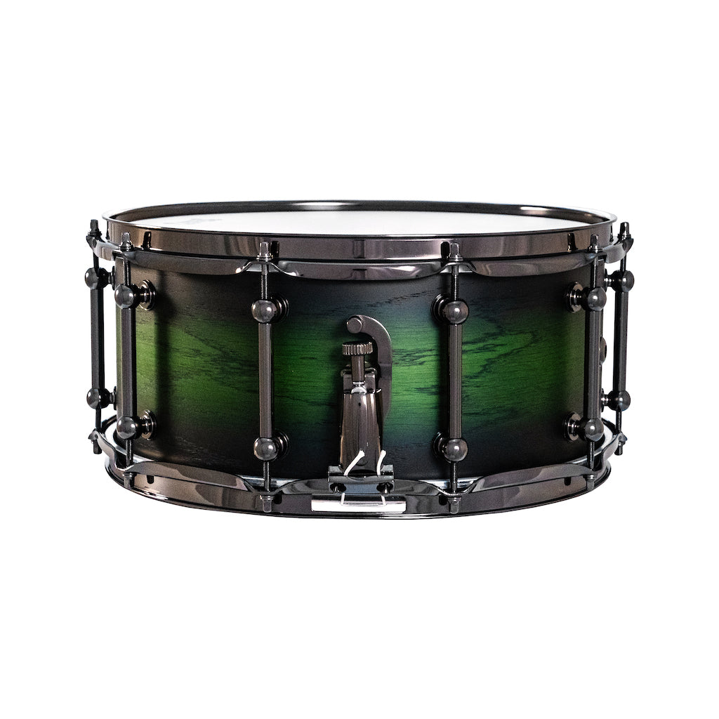 Chaos Phoenix II 14x6.5 Maple & Oak Snare Drum - Green Burst