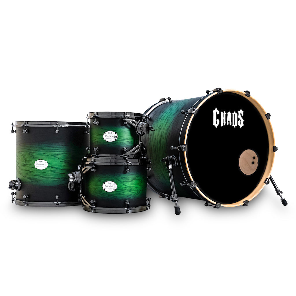 Chaos Phoenix II Maple & Oak Drum Kit - Green Burst