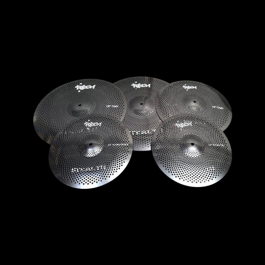 Rech Stealth Black 5 Piece Low Volume Cymbal Pack Set + FREE Bag