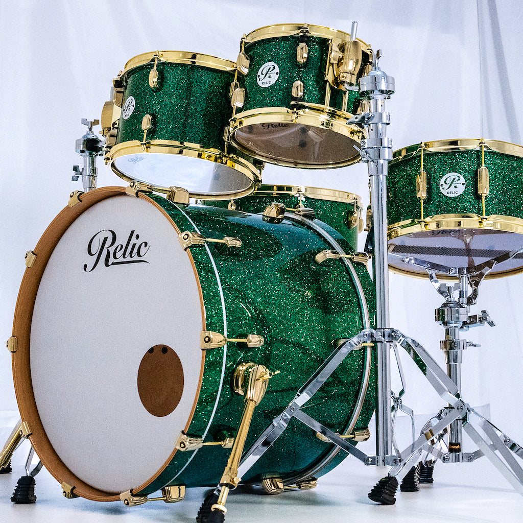 Relic Signature Beech Drum Kit - Green Sparkle