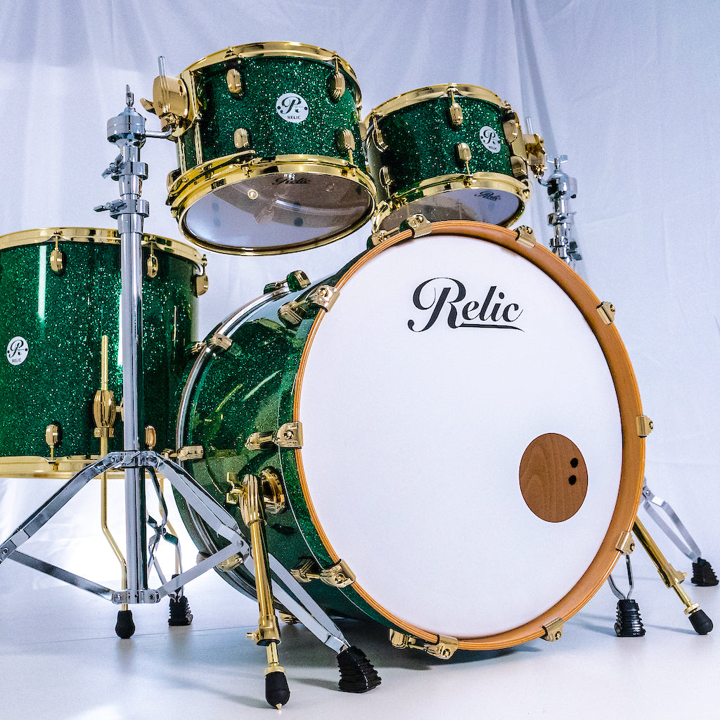 Relic Signature Beech Drum Kit - Green Sparkle