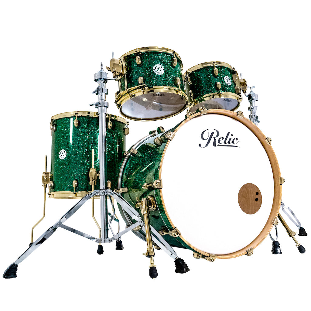 Relic Signature Beech Drum Kit - Green Sparkle
