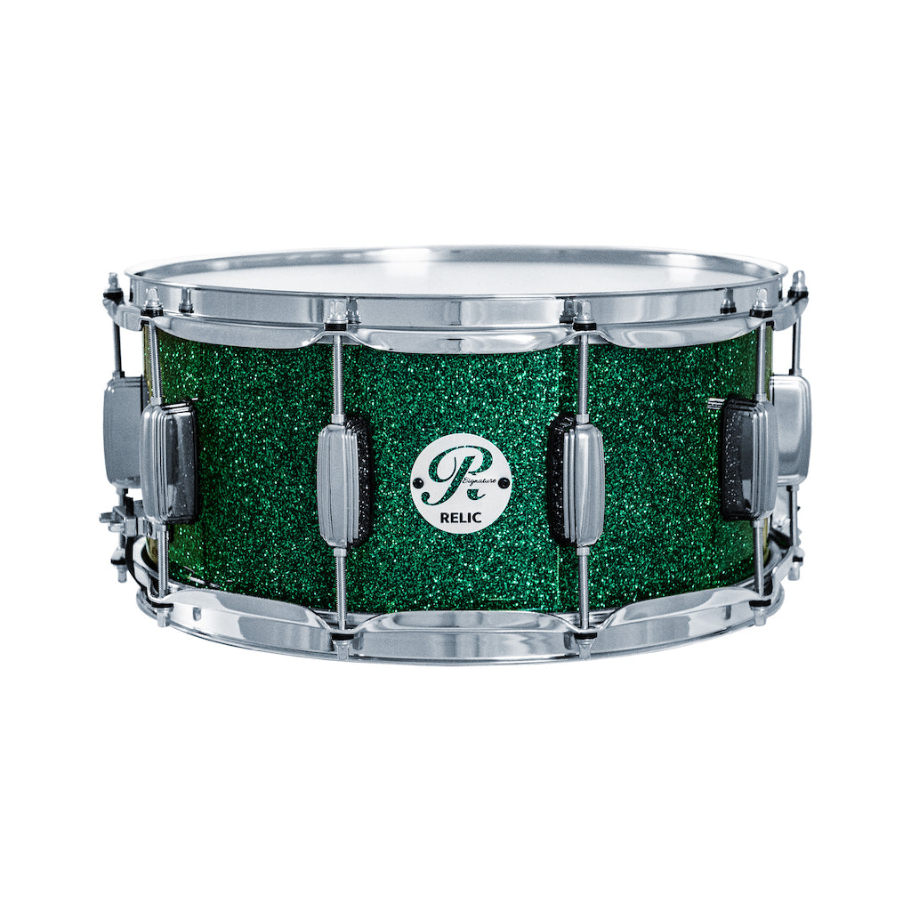 Relic Signature Beech 14x6.5 Snare Drum - Green Sparkle