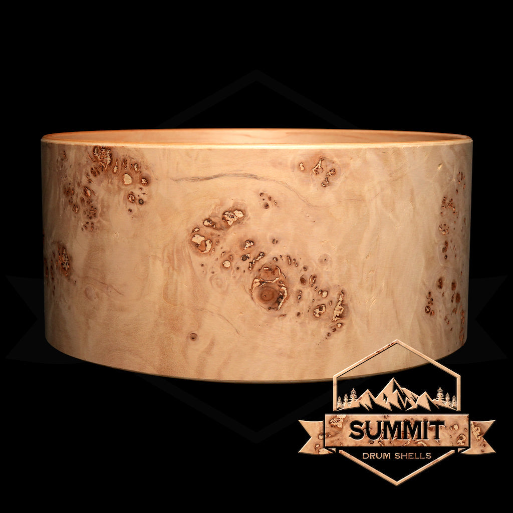 Summit Drum Shells Maple with Mappa Burl Veneer Snare