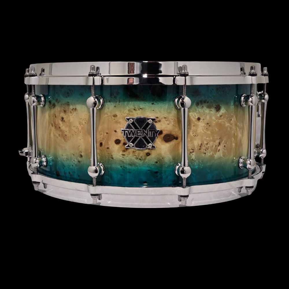 Chaos Twenty X Elite 14x6.5 20 Ply Snare Drum - Blue Mappa Burl