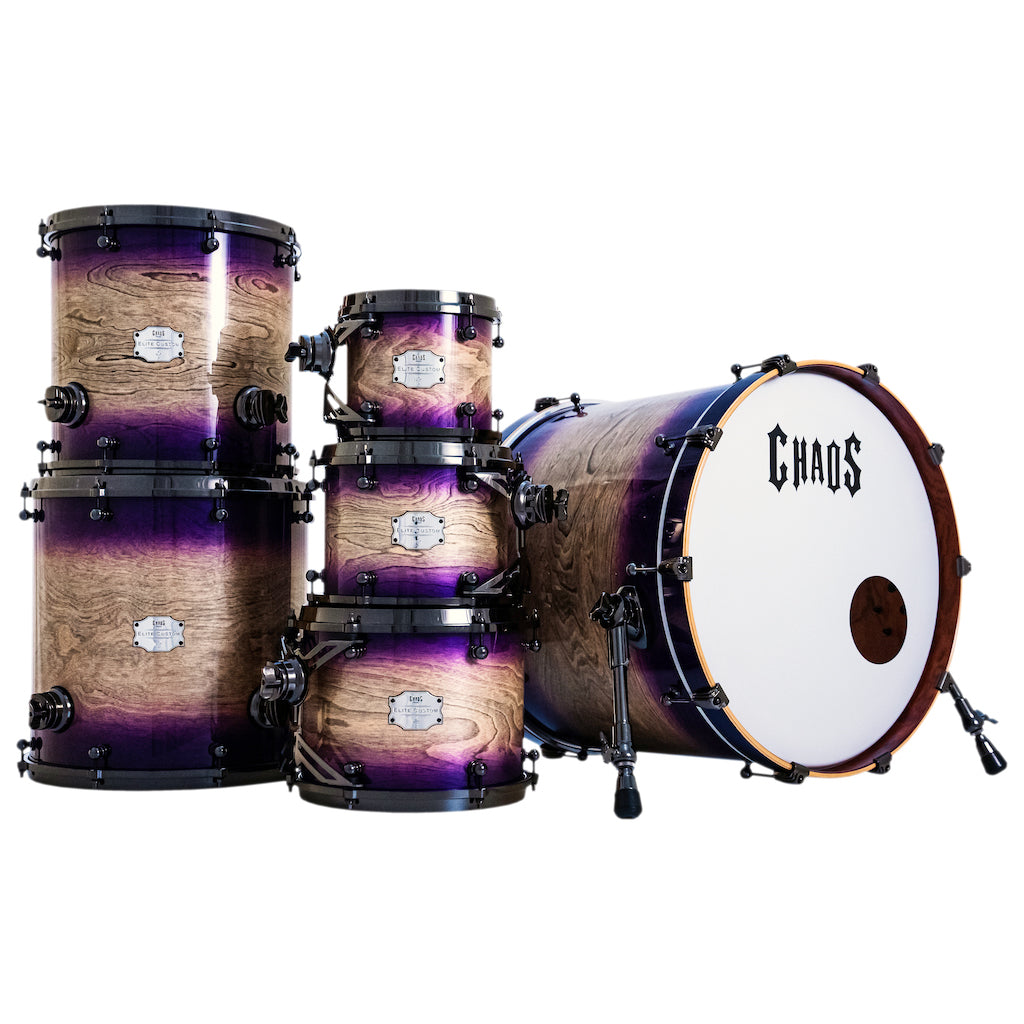 Chaos Elite Custom Drum Kit Birch & Bubinga - Purple Natural Burst