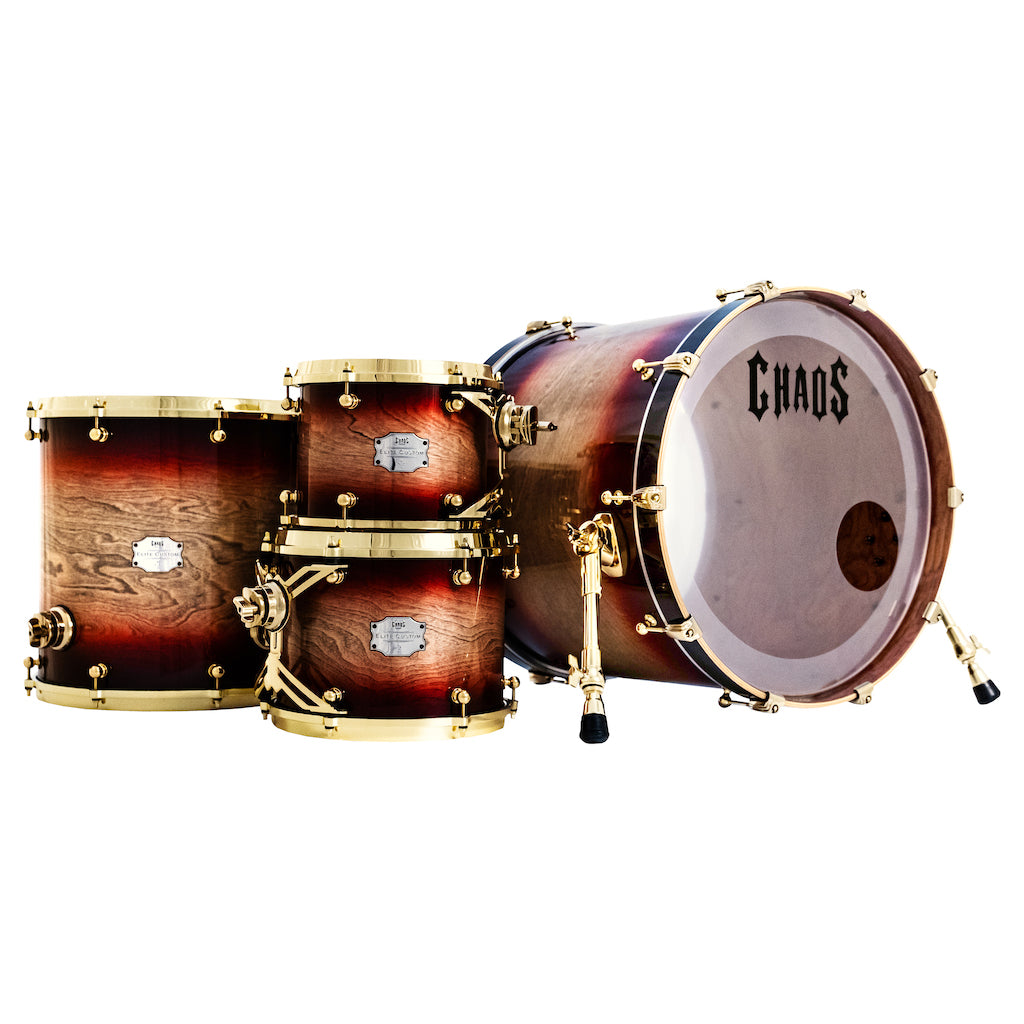 Chaos Elite Custom Drum Kit Birch & Bubinga - Red Natural Burst
