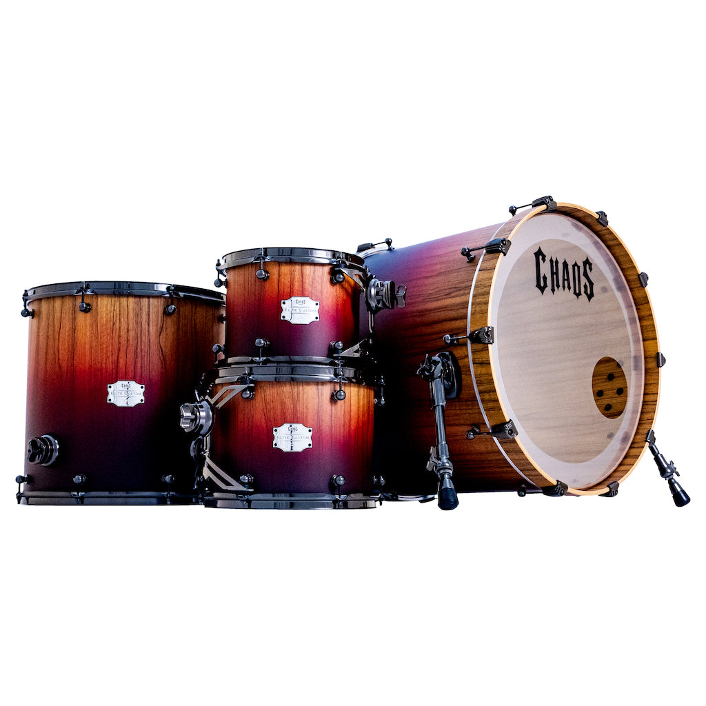 Chaos Elite Custom Drum Kit Maple & Black Limba - Red Fade