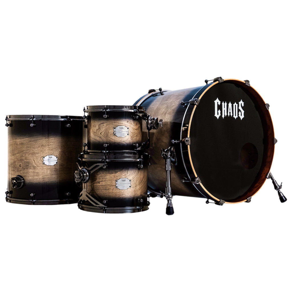 Chaos Elite Custom Drum Kit Birch & Bubinga - Black Natural Burst