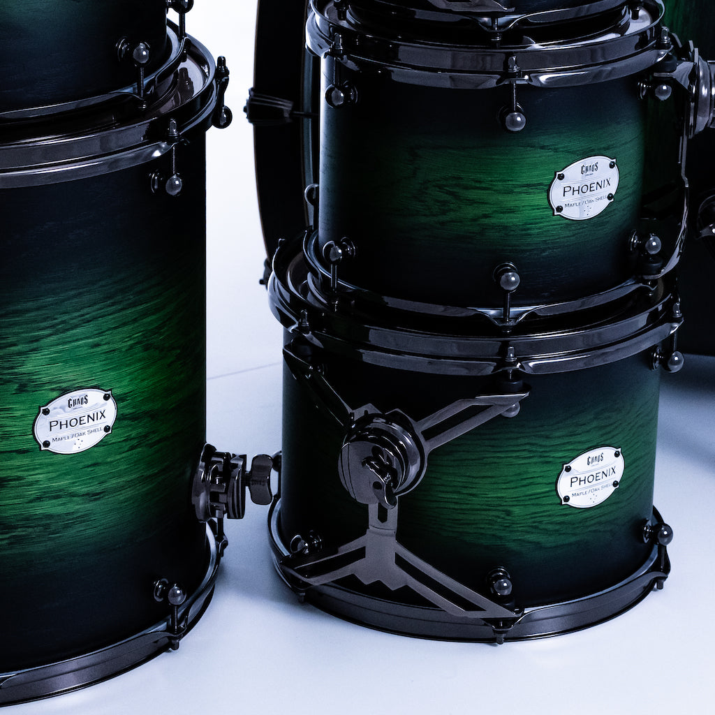 Chaos Phoenix II Maple & Oak Drum Kit - Green Burst