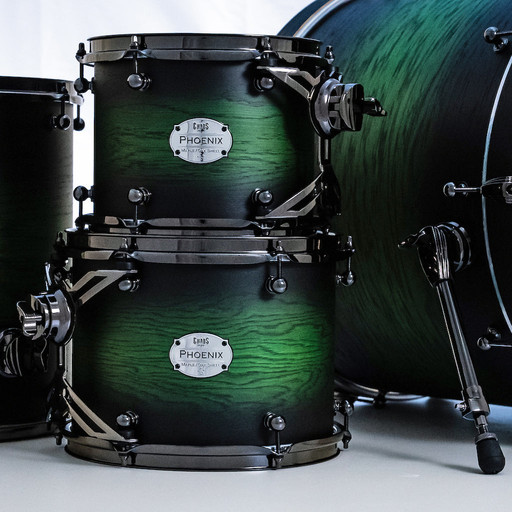 Chaos Phoenix II Maple & Oak Drum Kit - Green Burst