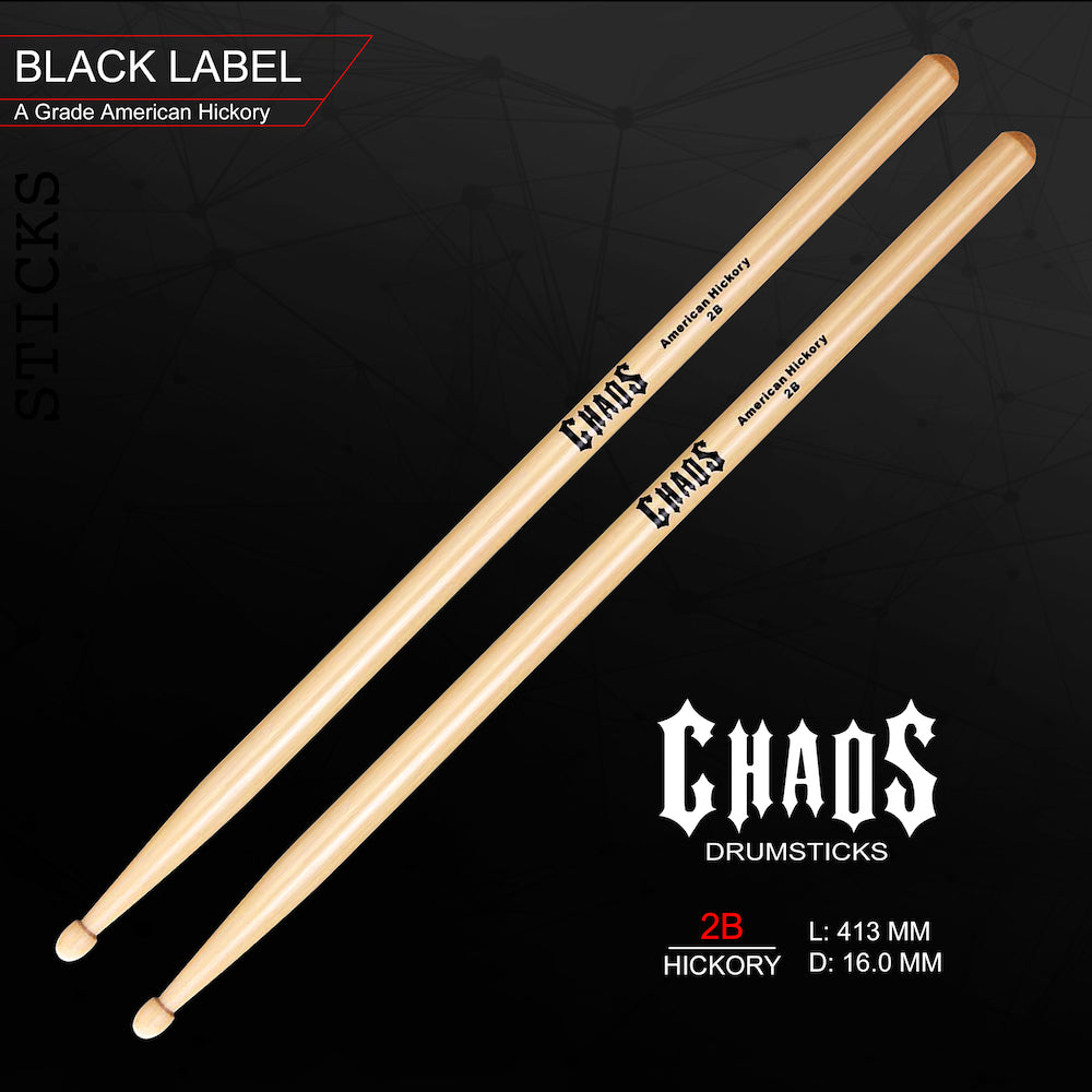Chaos 2B Drum Sticks - Black Label