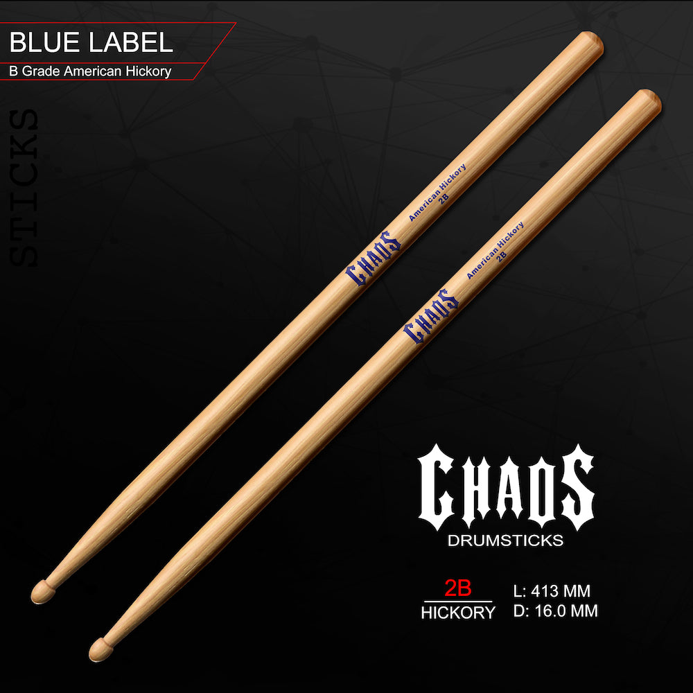 Chaos 2B Drum Sticks - Blue Label