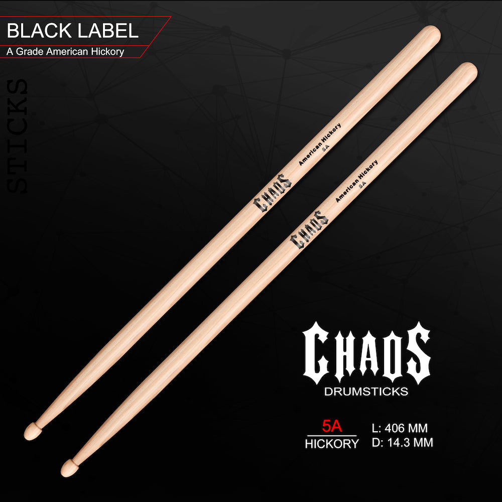 Chaos 5A Drum Sticks - Black Label