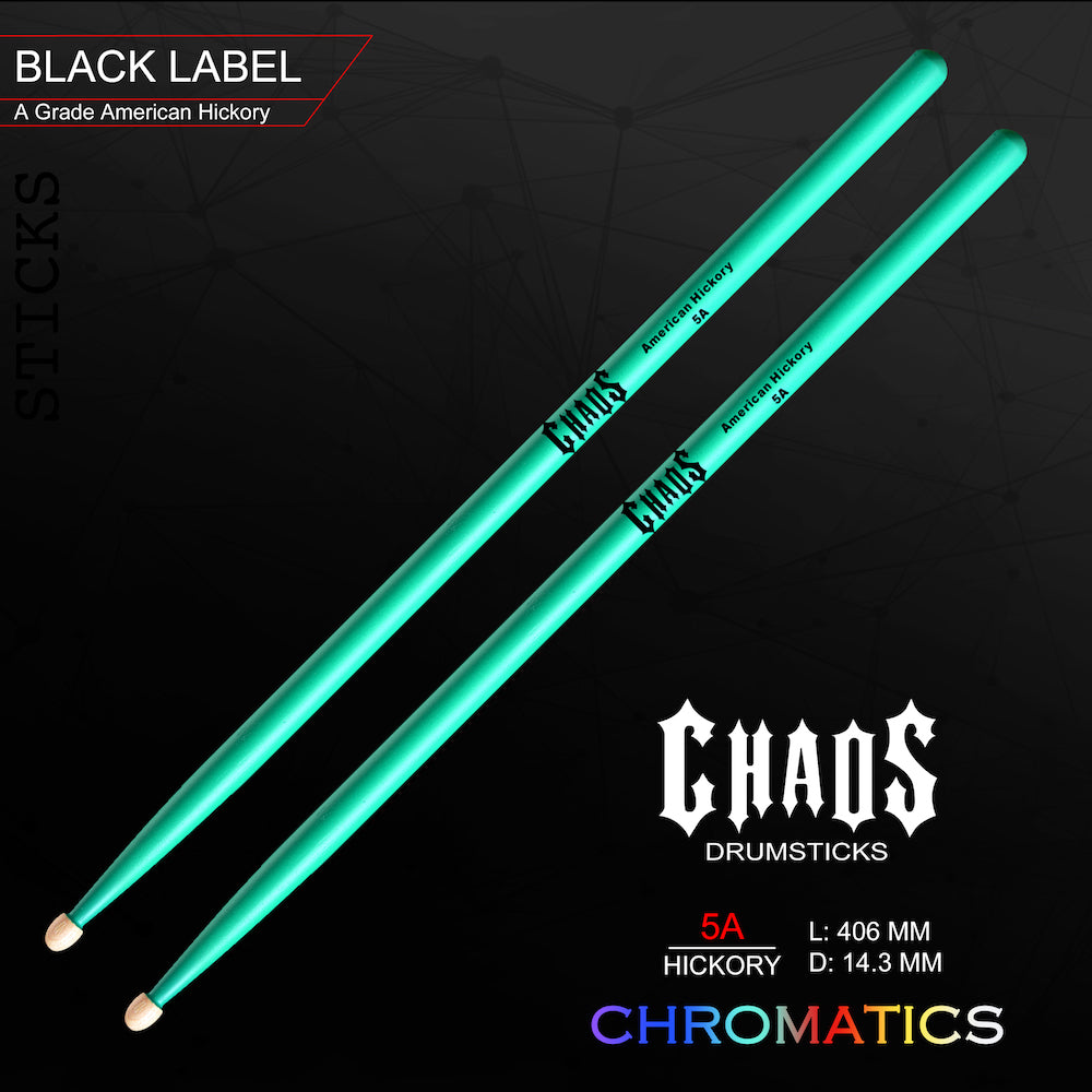 Chaos 5A Drum Sticks - Chromatics Green