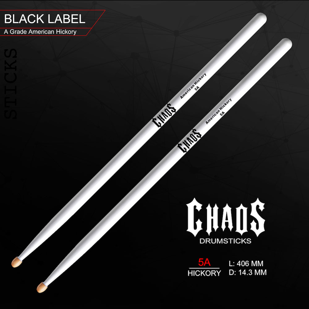 Chaos 5A Drum Sticks - Chromatics White