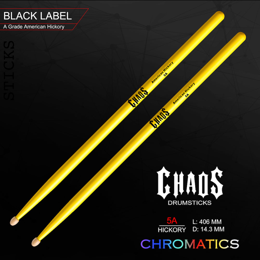 Chaos 5A Drum Sticks - Chromatics Yellow