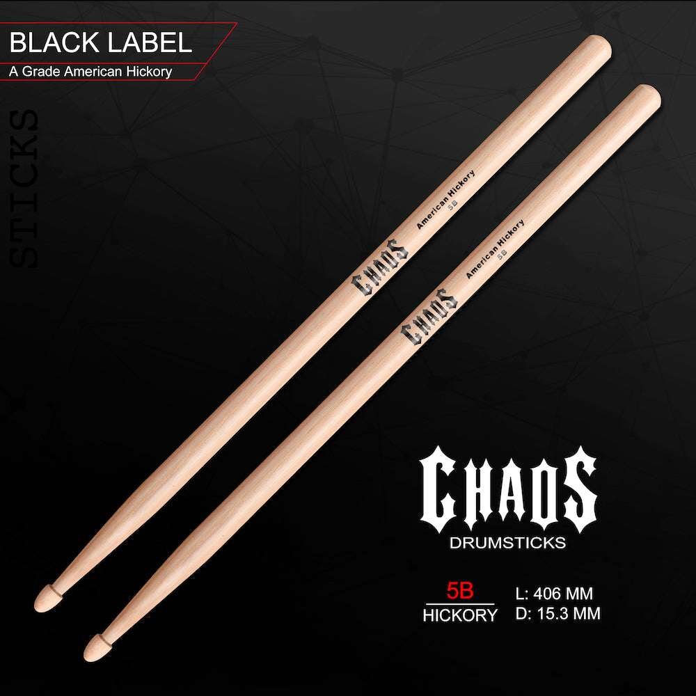 Chaos 5B Drum Sticks - Black Label