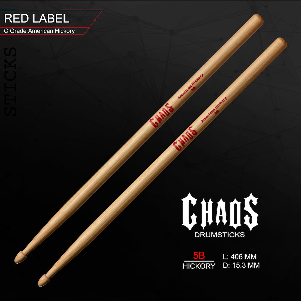 Chaos 5B Drum Sticks - Red Label