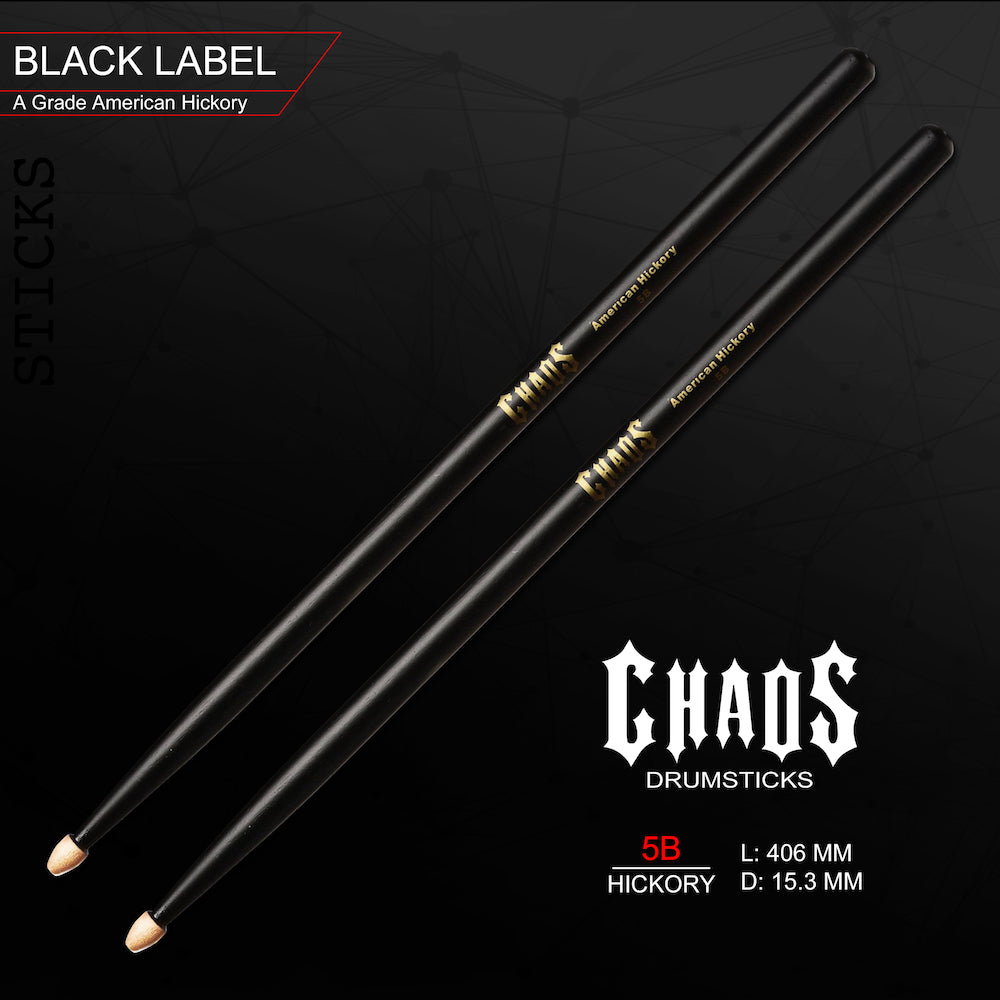Chaos 5B Drum Sticks - Black & Gold