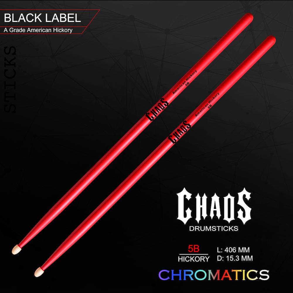 Chaos 5B Drum Sticks - Chromatics Red