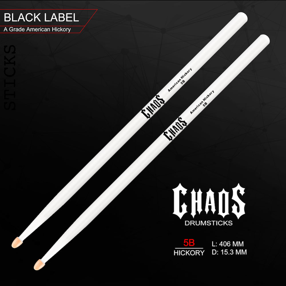 Chaos 5B Drum Sticks - Chromatics White