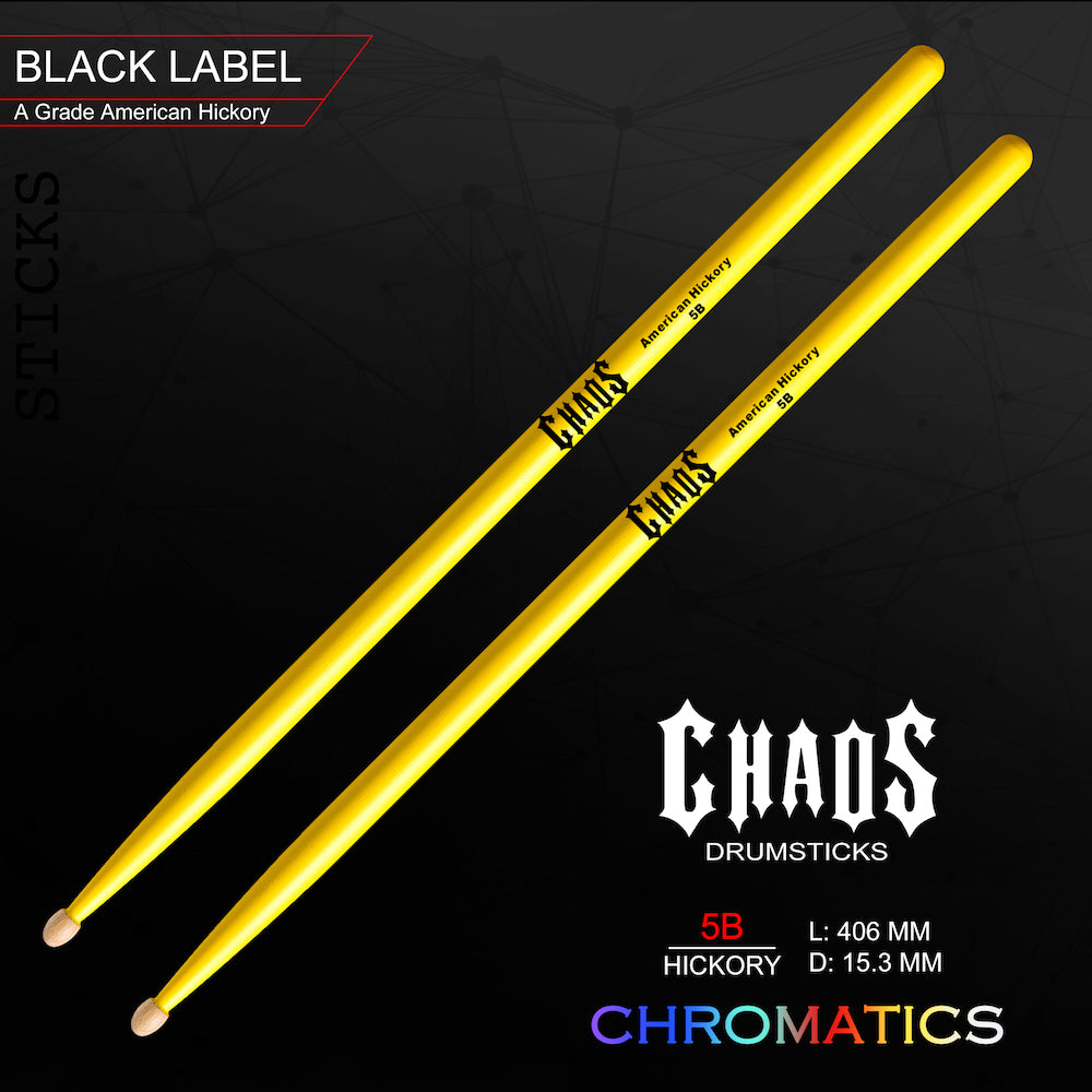 Chaos 5B Drum Sticks - Chromatics Yellow