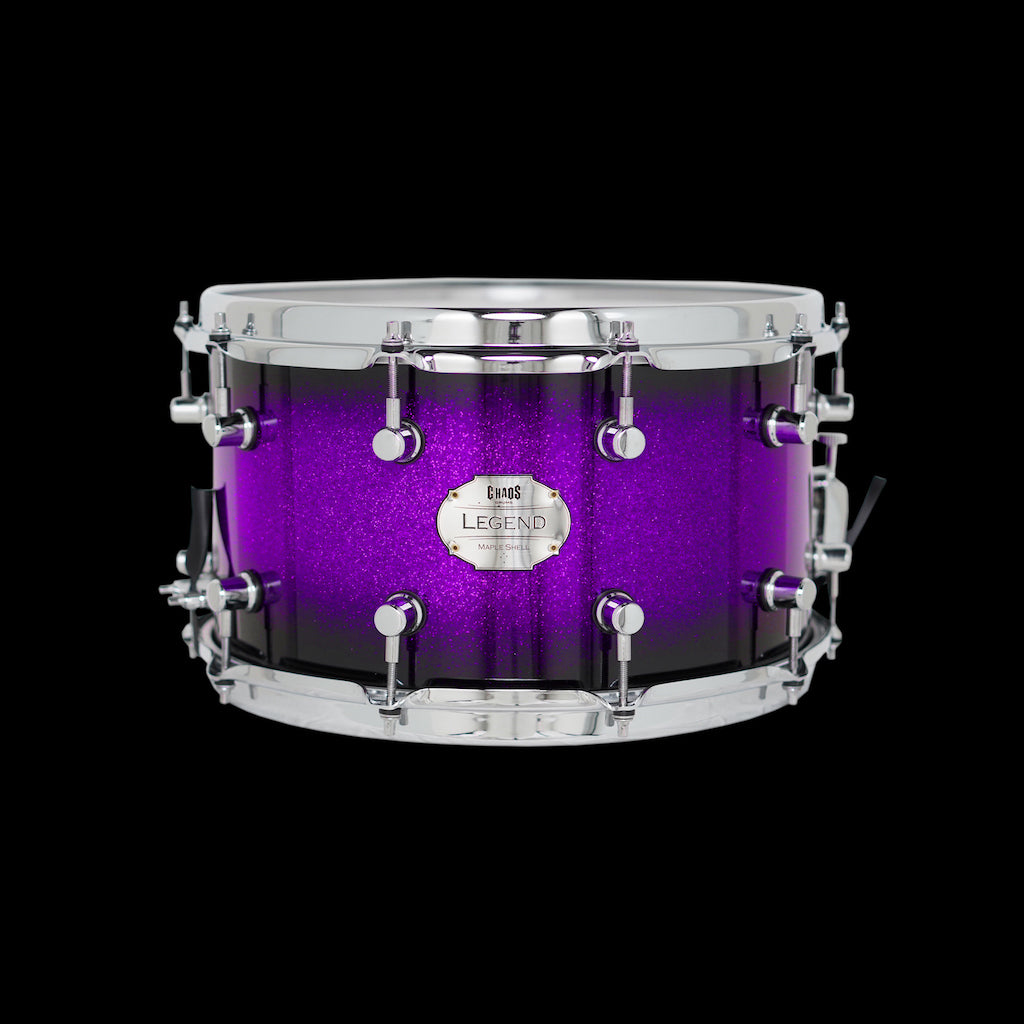 Chaos Maple Snare Drum - Legend Tone, Crack and sensitivity. Purple Sparkle Burst