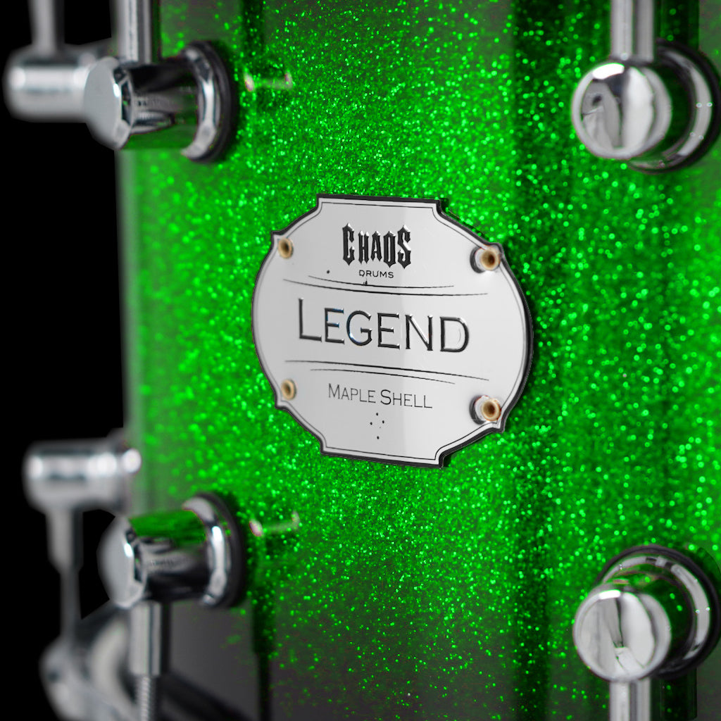 Chaos Maple Snare Drum - Legend Tone, Crack and sensitivity. Green Sparkle Burst