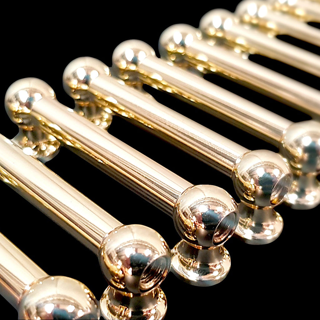 Close Up of DFP 55.56mm Brass Double End Vintage Tube Drum Lugs