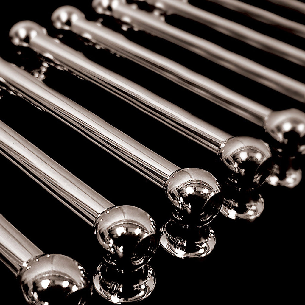 Close Up of DFP 88.9mm Black Nickel Double End Vintage Tube Drum Lugs